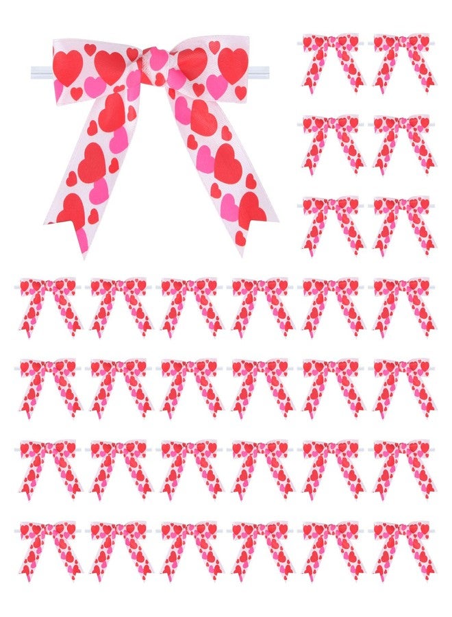 Meseey 30 Pcs Pre-tie Pink Heart Bows 3 Inch Satin Ribbon Bow for Packages Gift Wrapping Wedding Favors Baby Shower Christmas Decor (3 inch x 30 pcs, Pink Heart) - Image 1
